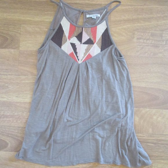 American Eagle Outfitters Tops - 🛍NWOT! American Eagle Taupe Swing Tank Beaded S